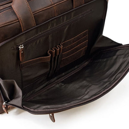 17 inch Laptop Cowhide Male Tote Big Briefcase