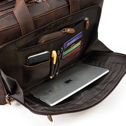 17 inch Laptop Cowhide Male Tote Big Briefcase