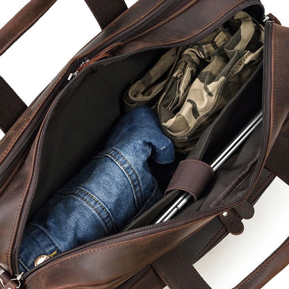 17 inch Laptop Cowhide Male Tote Big Briefcase