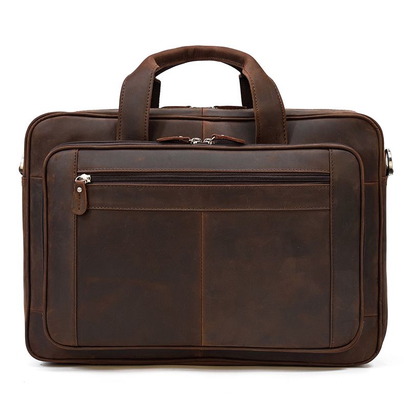 17 inch Laptop Cowhide Male Tote Big Briefcase