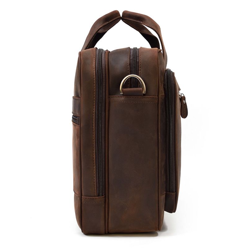17 inch Laptop Cowhide Male Tote Big Briefcase