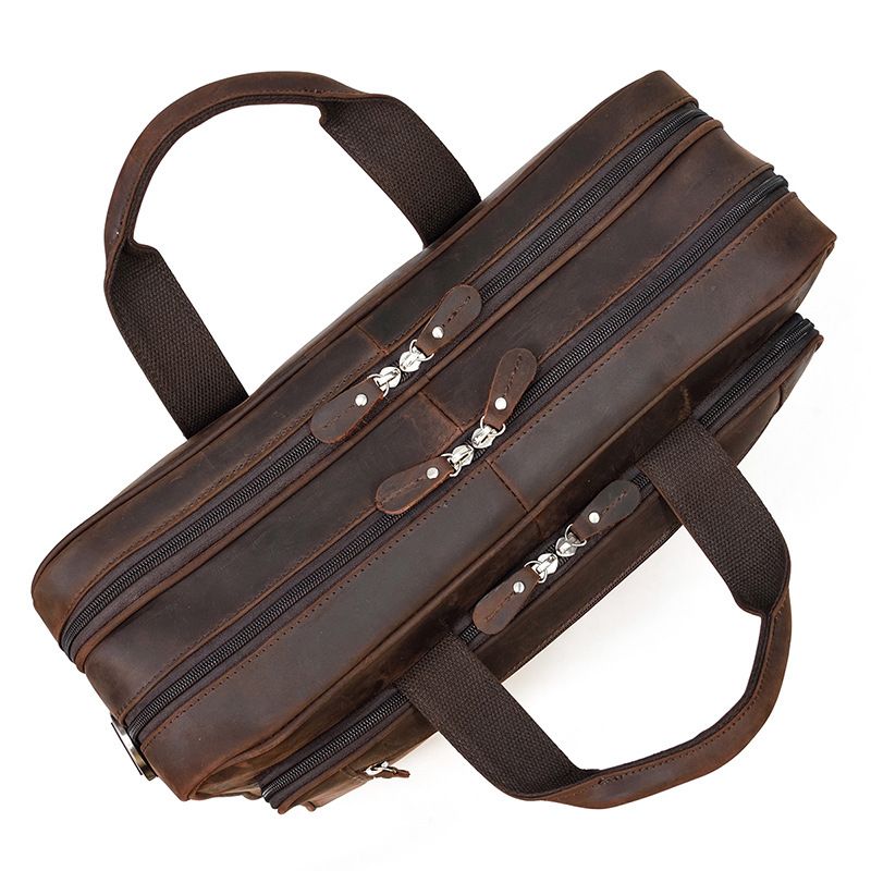17 inch Laptop Cowhide Male Tote Big Briefcase