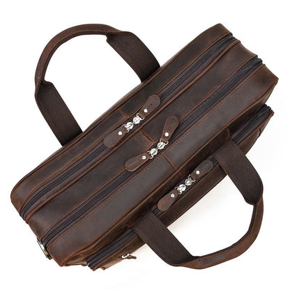 17 inch Laptop Cowhide Male Tote Big Briefcase