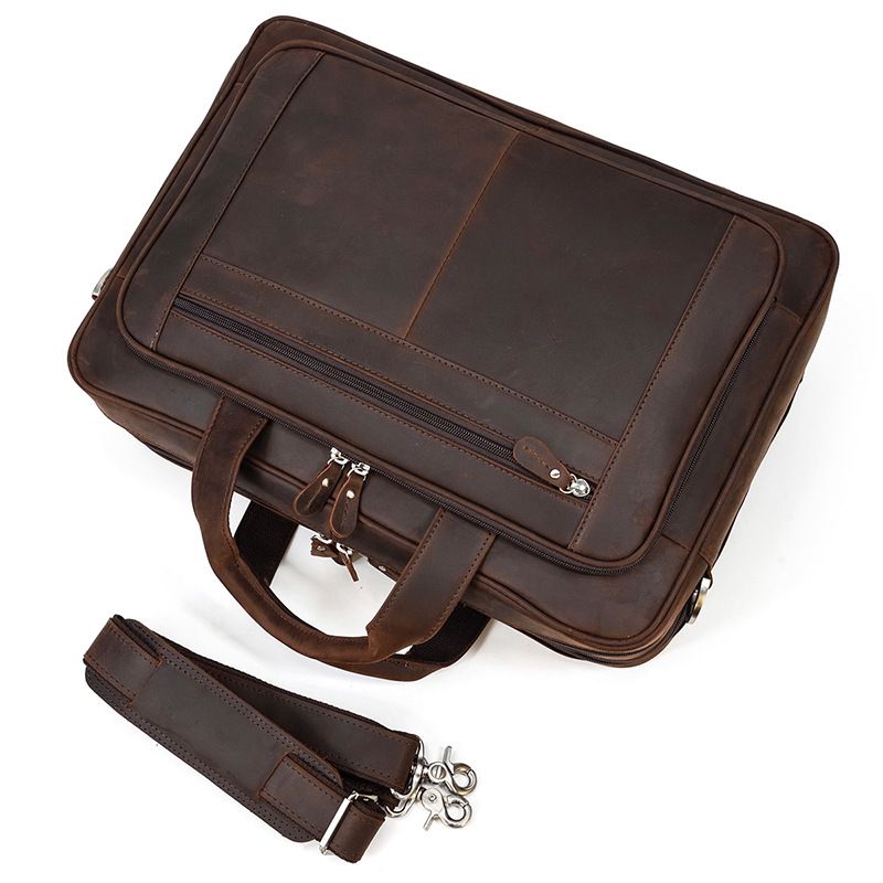 17 inch Laptop Cowhide Male Tote Big Briefcase