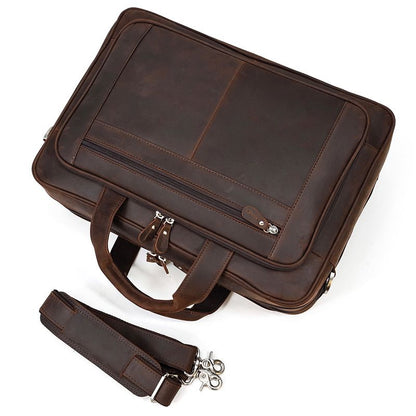 17 inch Laptop Cowhide Male Tote Big Briefcase