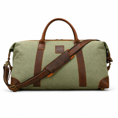 Canvas Genuine Leather Big Capacity Duffle Bag