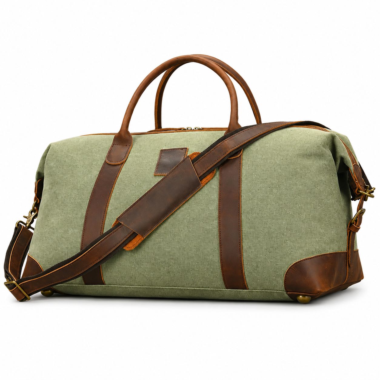 Canvas Genuine Leather Big Capacity Duffle Bag