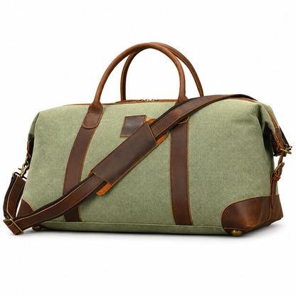 Canvas Genuine Leather Big Capacity Duffle Bag