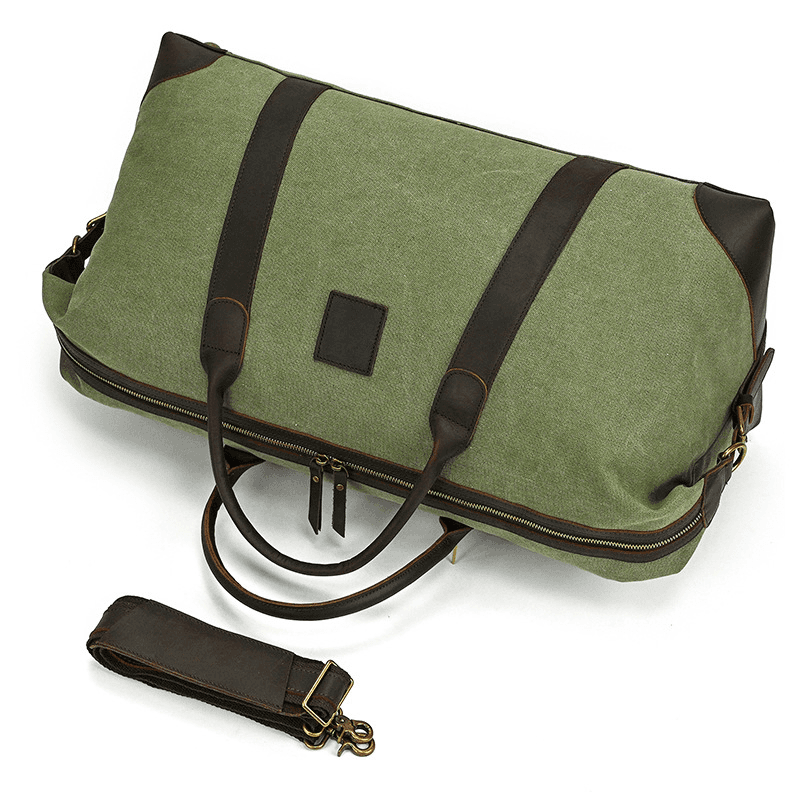 Canvas Genuine Leather Big Capacity Duffle Bag