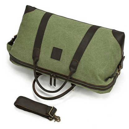 Canvas Genuine Leather Big Capacity Duffle Bag