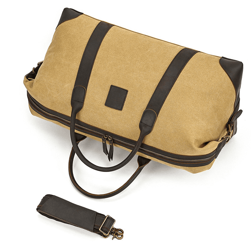 Canvas Genuine Leather Big Capacity Duffle Bag