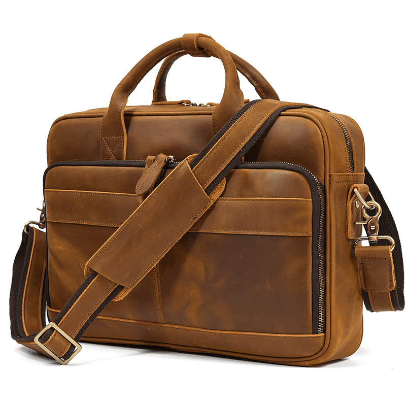 Classic Leather Bag for Laptop Men's Briefcase