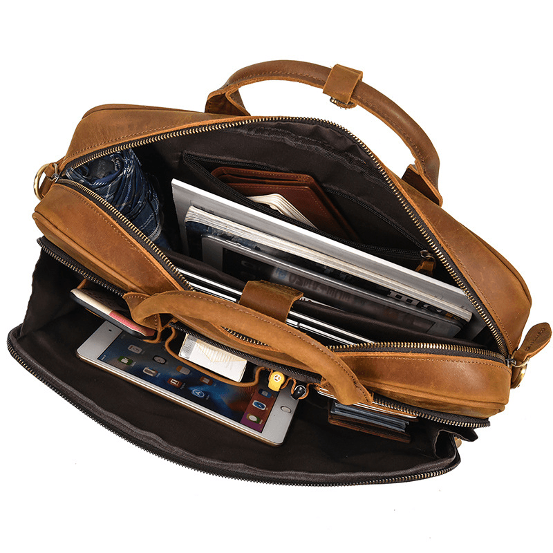 Classic Leather Bag for Laptop Men's Briefcase