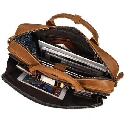Classic Leather Bag for Laptop Men's Briefcase