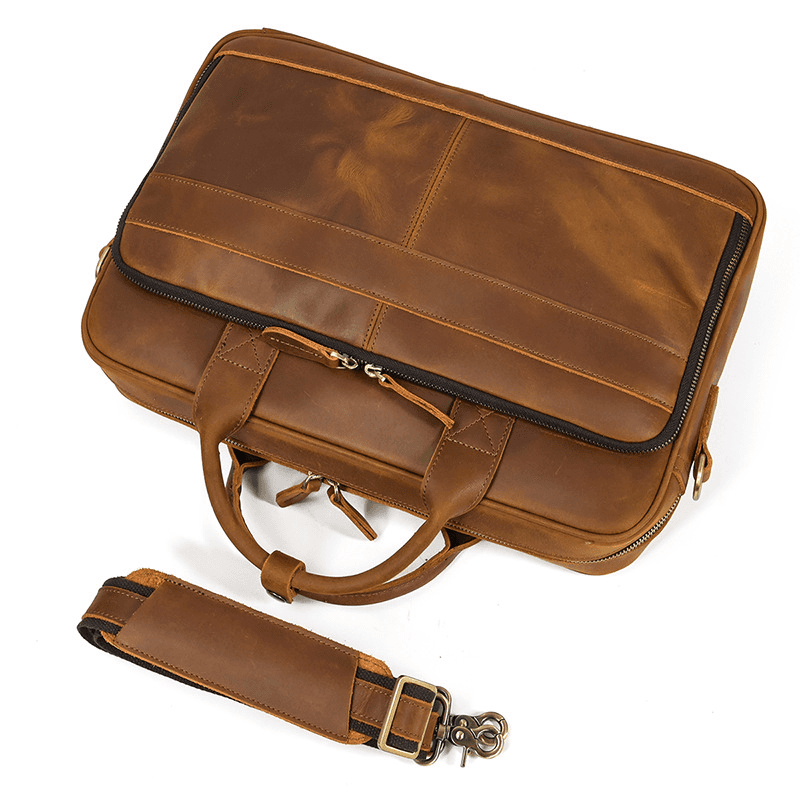 Classic Leather Bag for Laptop Men's Briefcase