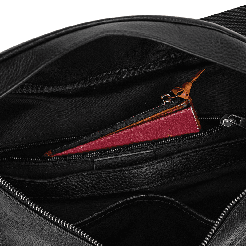 Compact Black Leather Crossbody Bag Fanny Pack