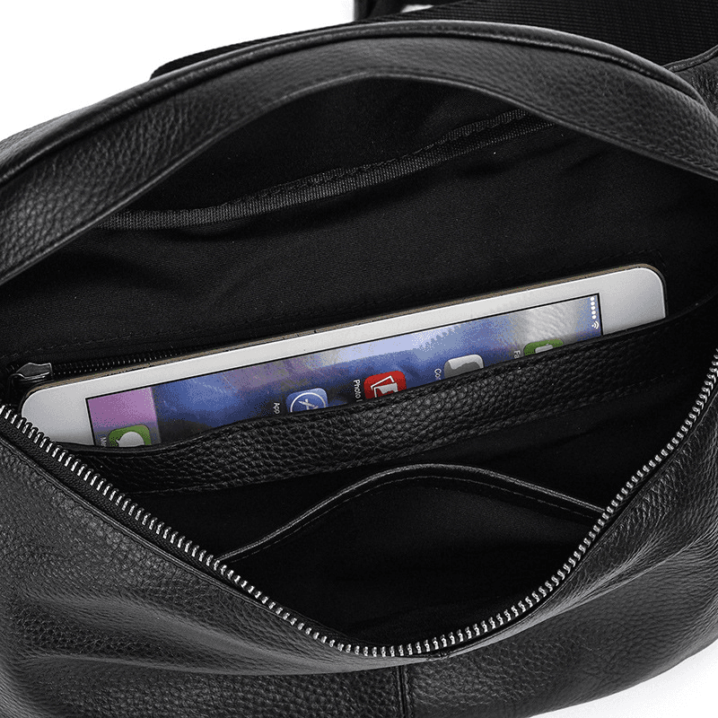 Compact Black Leather Crossbody Bag Fanny Pack
