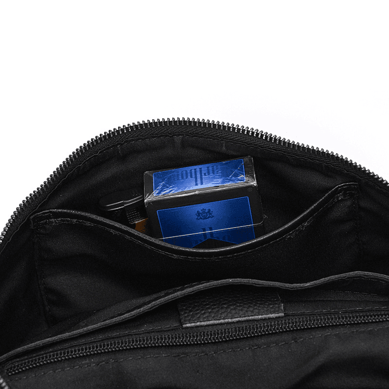 Compact Black Leather Crossbody Bag Fanny Pack