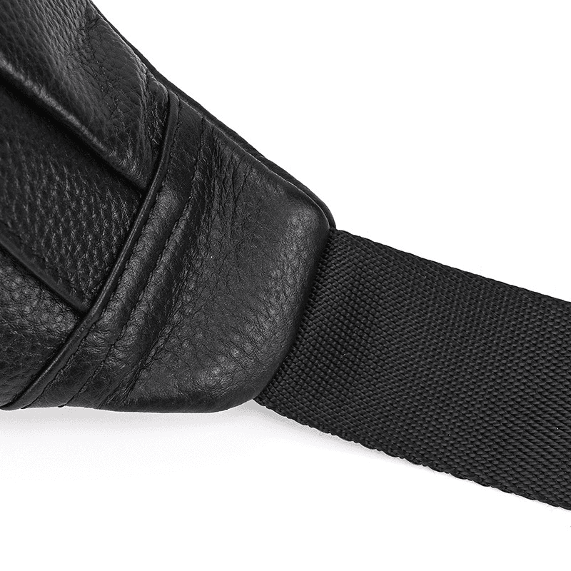 Compact Black Leather Crossbody Bag Fanny Pack