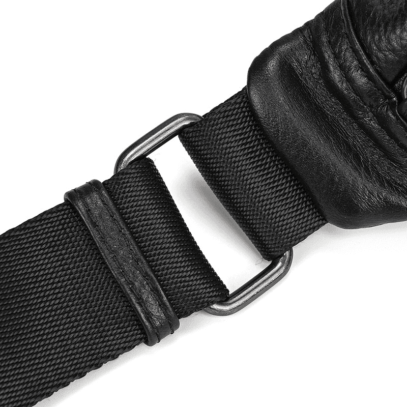 Compact Black Leather Crossbody Bag Fanny Pack