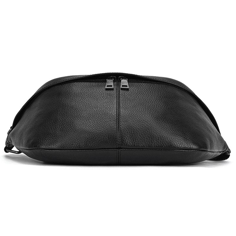 Compact Black Leather Crossbody Bag Fanny Pack