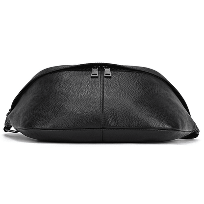 Compact Black Leather Crossbody Bag Fanny Pack