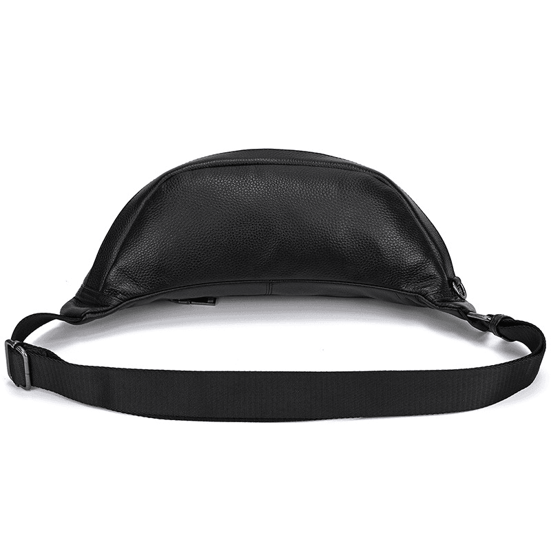 Compact Black Leather Crossbody Bag Fanny Pack