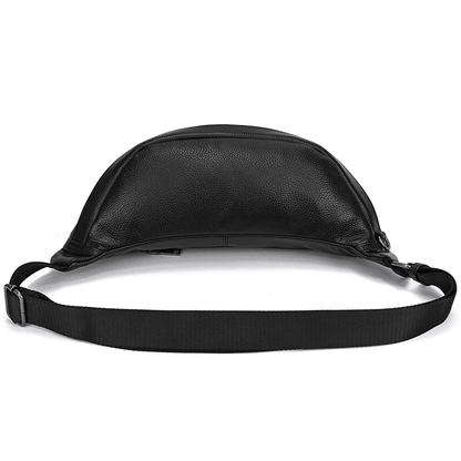 Compact Black Leather Crossbody Bag Fanny Pack