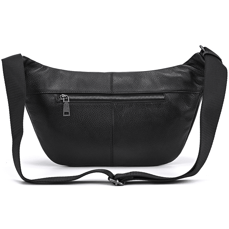 Compact Black Leather Crossbody Bag Fanny Pack