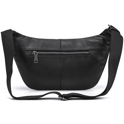 Compact Black Leather Crossbody Bag Fanny Pack