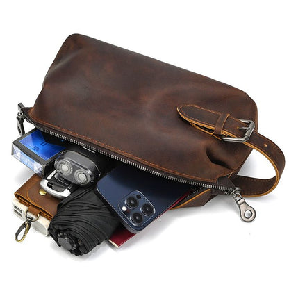 Full-Grain Leather Multi-Function Toiletry Bag & Wallet for Men