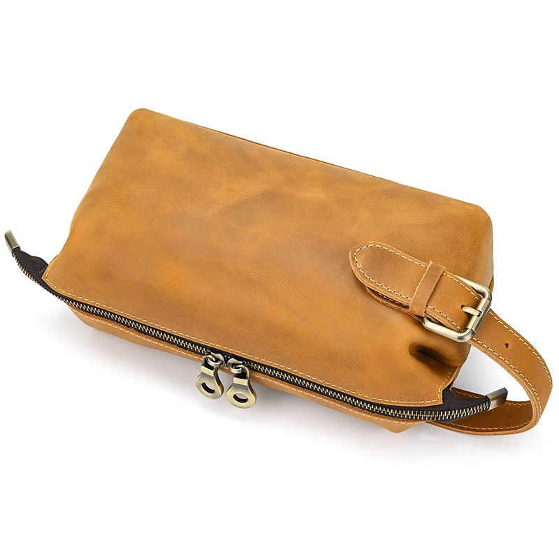 Full-Grain Leather Multi-Function Toiletry Bag & Wallet for Men