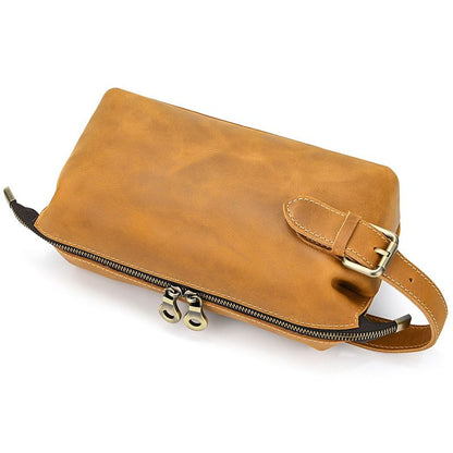 Full-Grain Leather Multi-Function Toiletry Bag & Wallet for Men