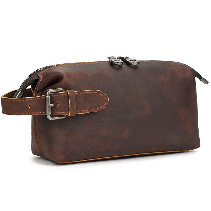 Full-Grain Leather Multi-Function Toiletry Bag & Wallet for Men
