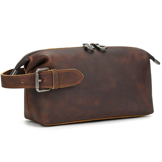 Full-Grain Leather Multi-Function Toiletry Bag & Wallet for Men