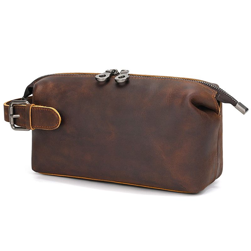 Full-Grain Leather Multi-Function Toiletry Bag & Wallet for Men