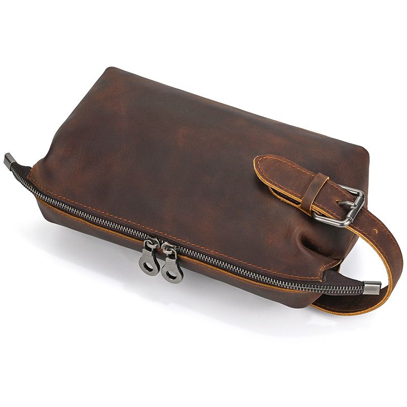 Full-Grain Leather Multi-Function Toiletry Bag & Wallet for Men