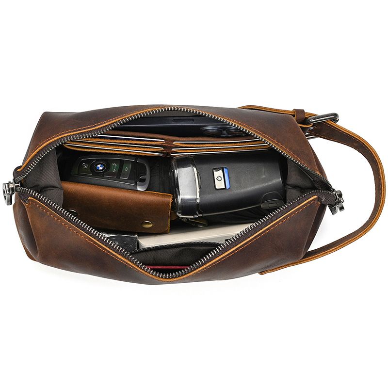 Full-Grain Leather Multi-Function Toiletry Bag & Wallet for Men