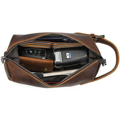 Full-Grain Leather Multi-Function Toiletry Bag & Wallet for Men
