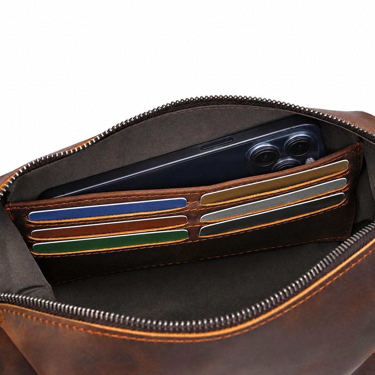 Full-Grain Leather Multi-Function Toiletry Bag & Wallet for Men