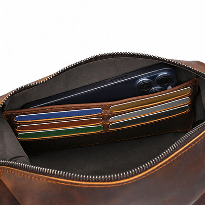 Full-Grain Leather Multi-Function Toiletry Bag & Wallet for Men