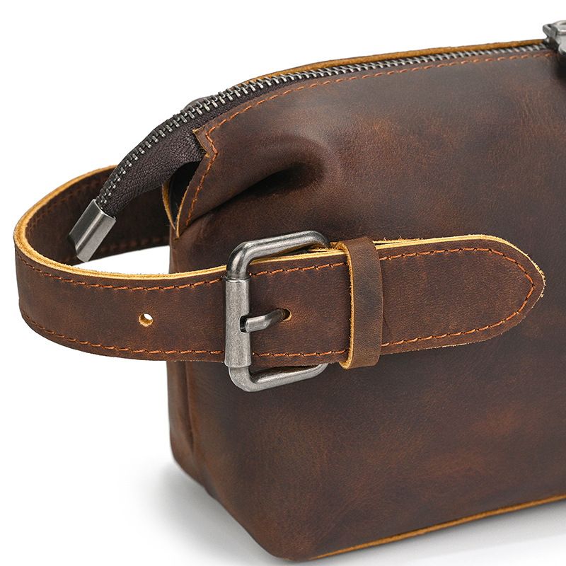 Full-Grain Leather Multi-Function Toiletry Bag & Wallet for Men