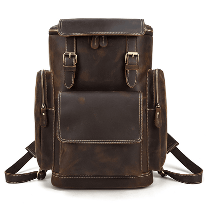Full Grain Leather Backpack for Men 15 Inch Laptop | Vintage Leather Rucksack with Anti-Theft Pocket | Large Capacity Travel & Work Backpack