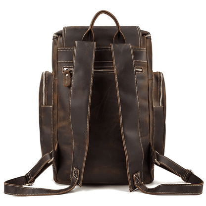 Full Grain Leather Backpack for Men 15 Inch Laptop | Vintage Leather Rucksack with Anti-Theft Pocket | Large Capacity Travel & Work Backpack