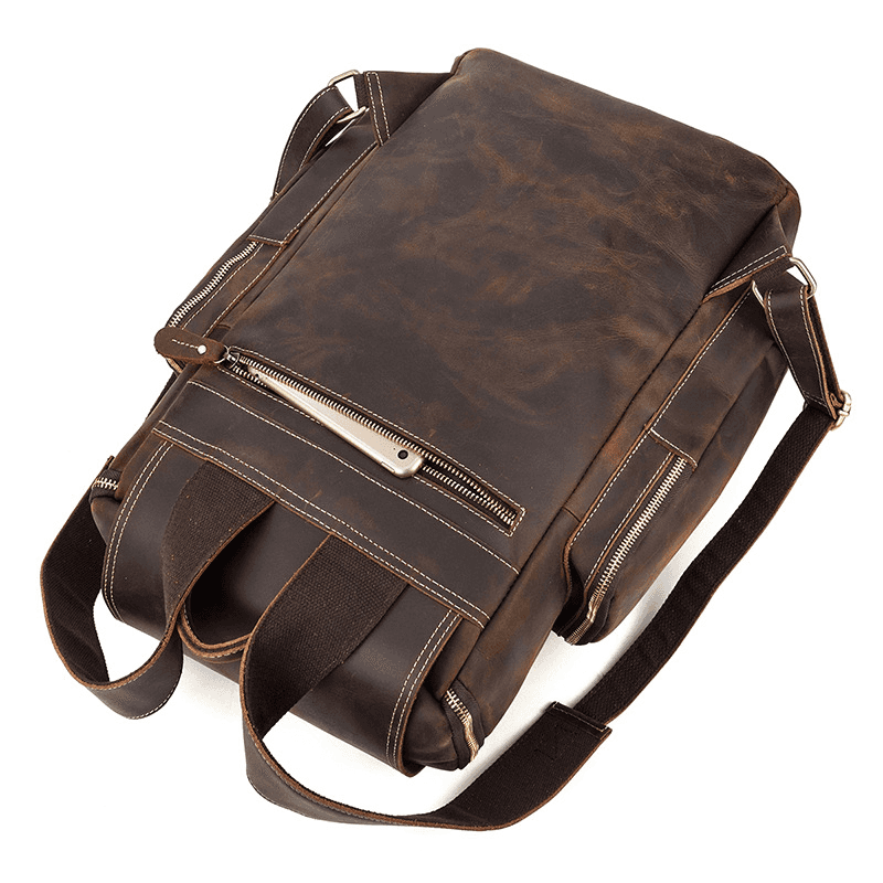 Full Grain Leather Backpack for Men 15 Inch Laptop | Vintage Leather Rucksack with Anti-Theft Pocket | Large Capacity Travel & Work Backpack