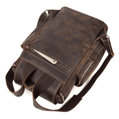 Full Grain Leather Backpack for Men 15 Inch Laptop | Vintage Leather Rucksack with Anti-Theft Pocket | Large Capacity Travel & Work Backpack