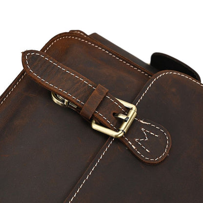 Full Grain Leather Camera Messenger Bag for Men – Vintage DSLR Camera Bag with Removable Insert & Anti-Theft Pocket