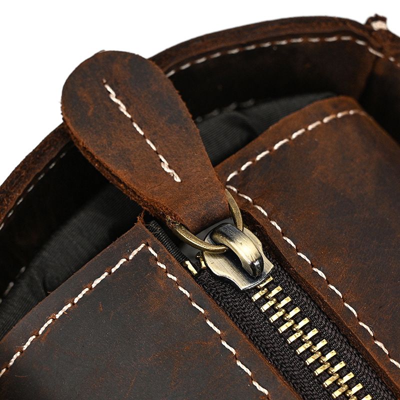 Full Grain Leather Camera Messenger Bag for Men – Vintage DSLR Camera Bag with Removable Insert & Anti-Theft Pocket