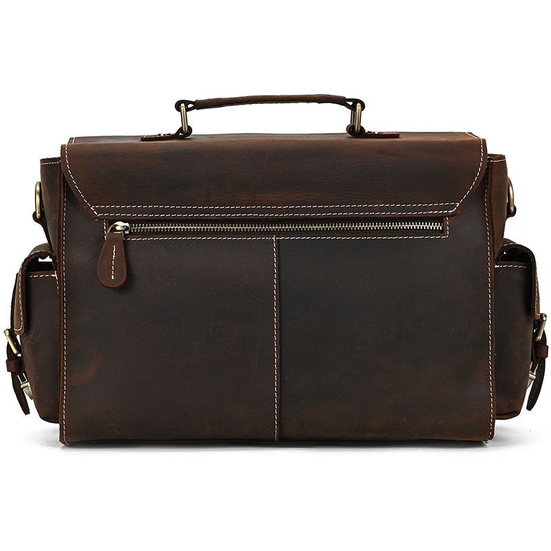 Full Grain Leather Camera Messenger Bag for Men – Vintage DSLR Camera Bag with Removable Insert & Anti-Theft Pocket