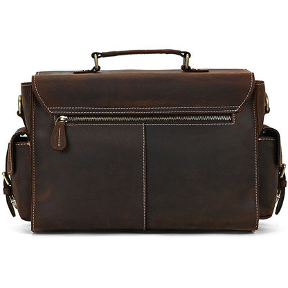 Full Grain Leather Camera Messenger Bag for Men – Vintage DSLR Camera Bag with Removable Insert & Anti-Theft Pocket